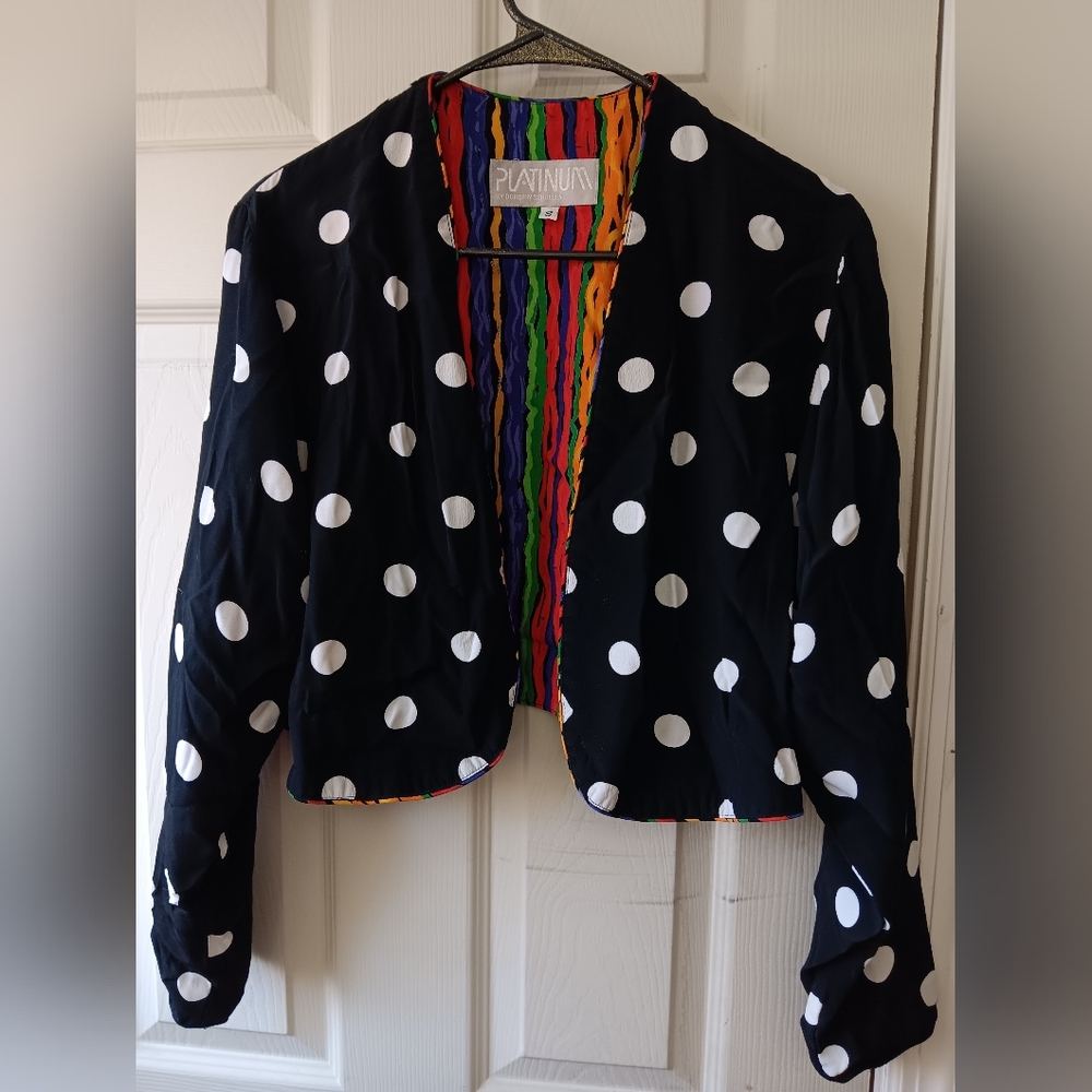 VINTAGE 90S RETRO REVERSIBLE CROPPED BLAZER - Picture 1 of 5